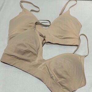 Abercrombie & Fitch Bralette Set Small Beige Nude Seamless 2pk Removable Pads